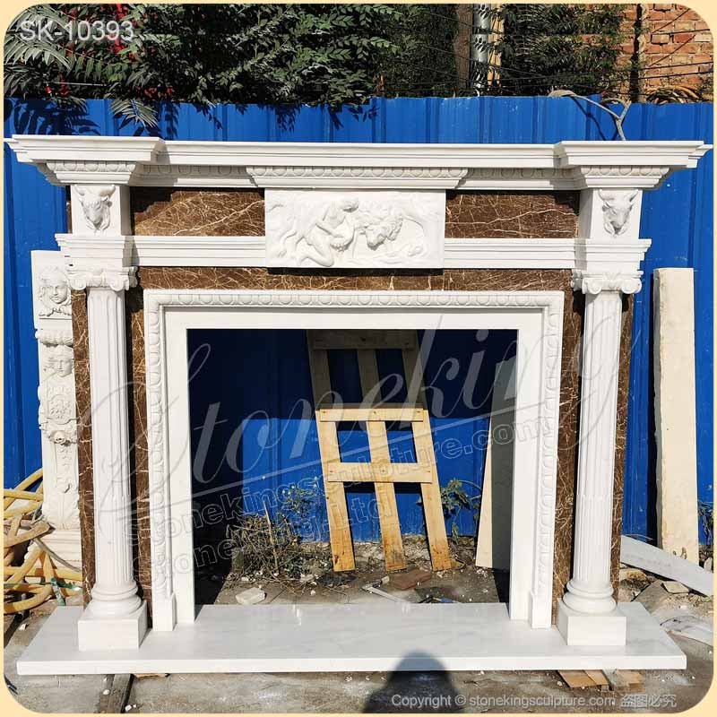 Wholesale Classical Design Antique Marble Fireplace Mantel for Indoor Home Decor for sale