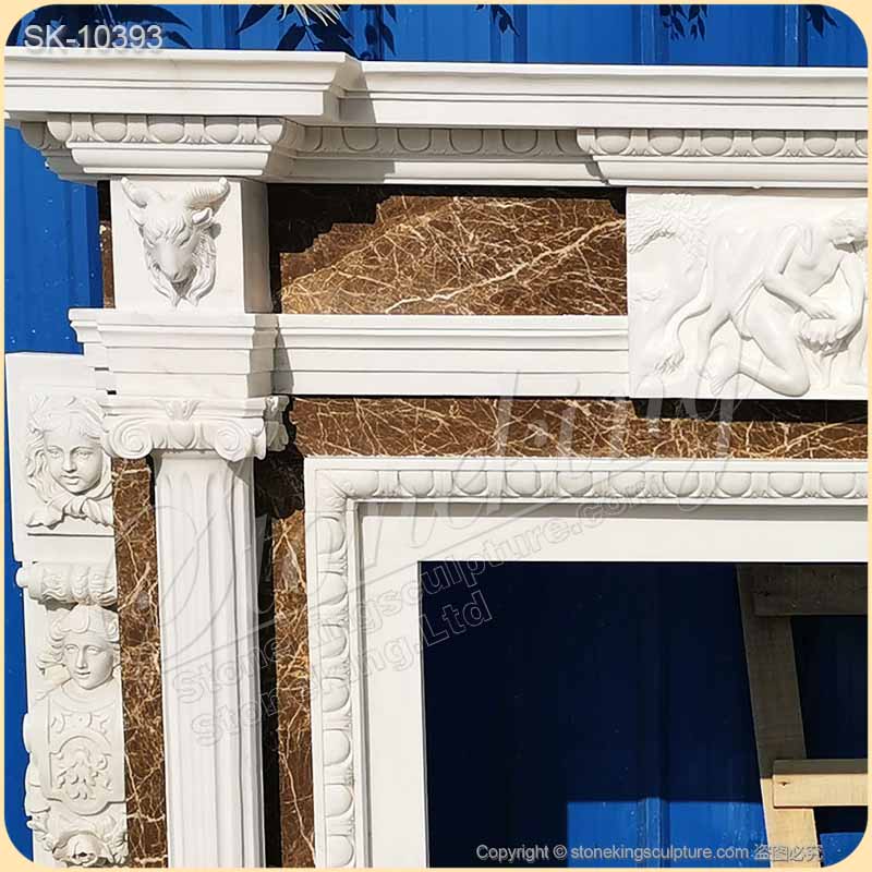 Wholesale Classical Design Antique Marble Fireplace Mantel for Indoor Home Decor for sale