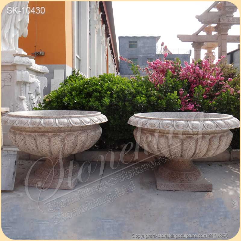 Factory Supply Outdoor Natural Stone Planter Pot with pedestal for garden decoration for sale