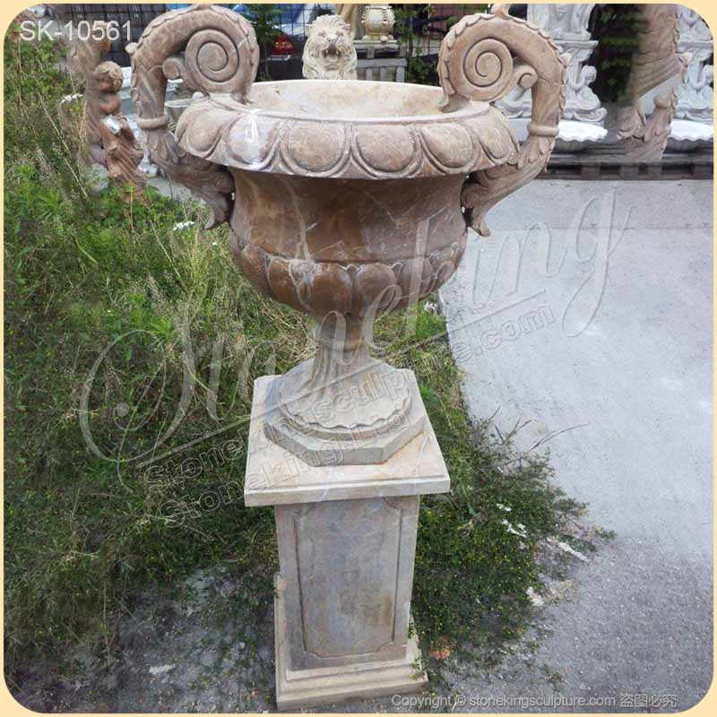 High Quality Solid White Marble Planters for Outdoor and Garden Landscaping for sale