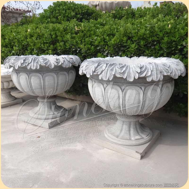 High Quality Solid White Marble Planters for Outdoor and Garden Landscaping for sale