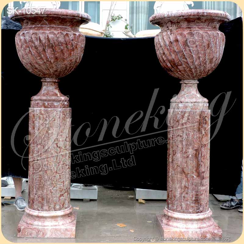 High Quality Solid White Marble Planters for Outdoor and Garden Landscaping for sale