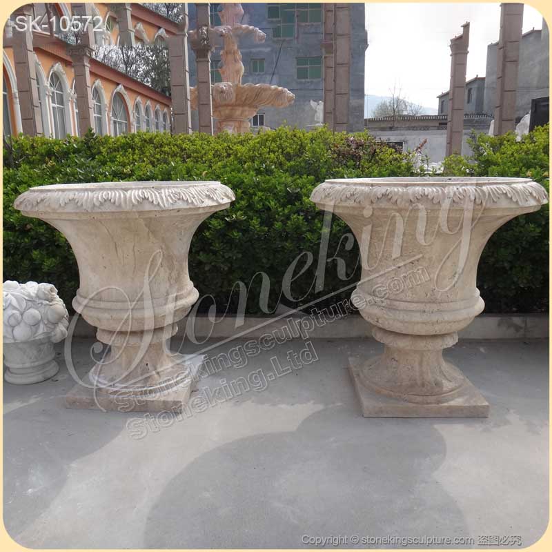 Manufacturer Outdoor Natural Travertine Stone Planters for Garden and Home Decor for sale