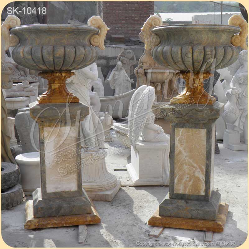 Manufacturer Outdoor Natural Travertine Stone Planters for Garden and Home Decor for sale