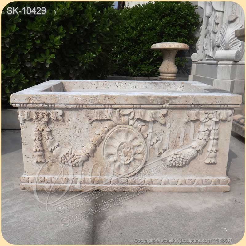 Manufacturer Outdoor Natural Travertine Stone Planters for Garden and Home Decor for sale