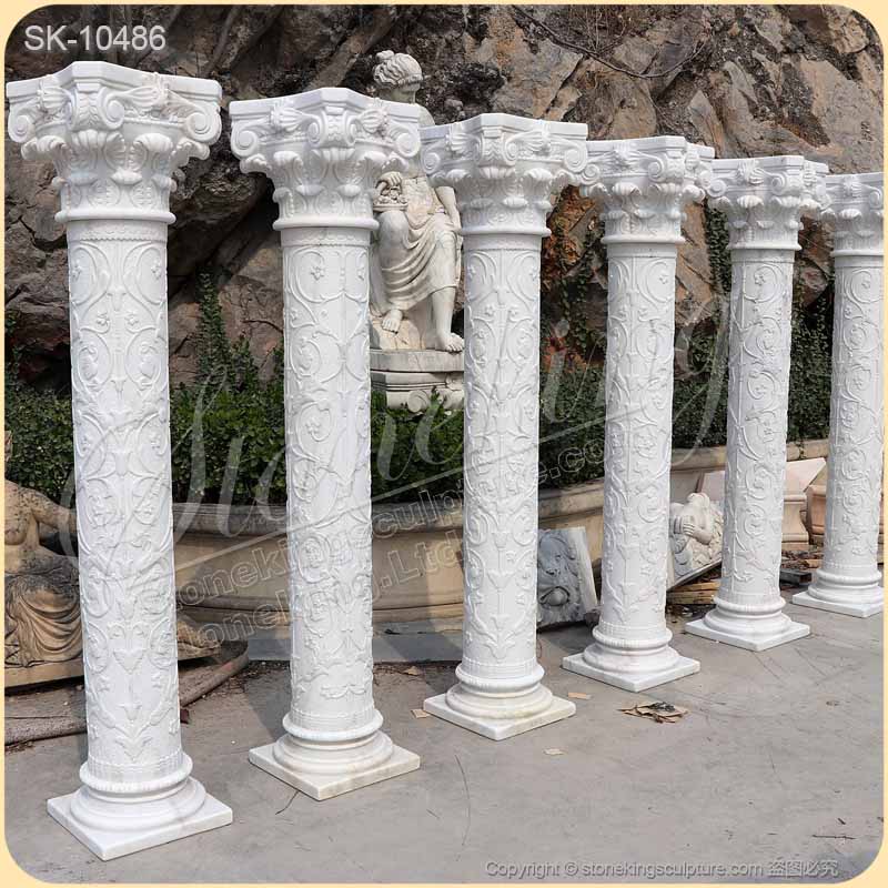 Factory Supplier Natural Stone Columns of White Marble for Front Porch and Buildings for sale