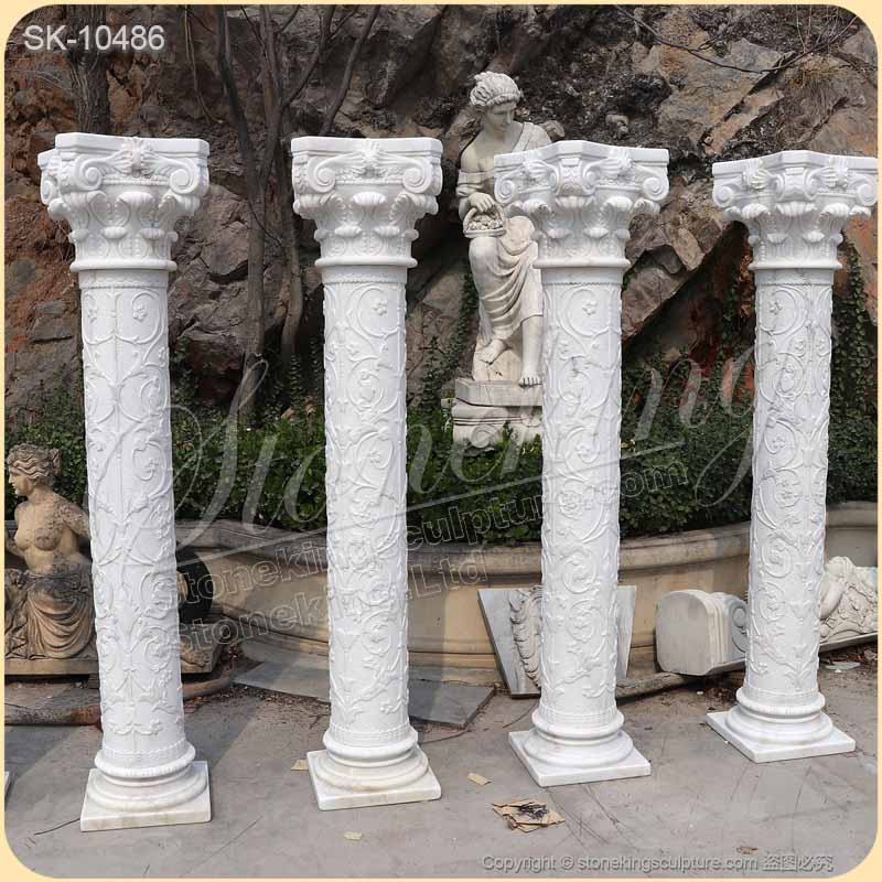 Factory Supplier Natural Stone Columns of White Marble for Front Porch and Buildings for sale