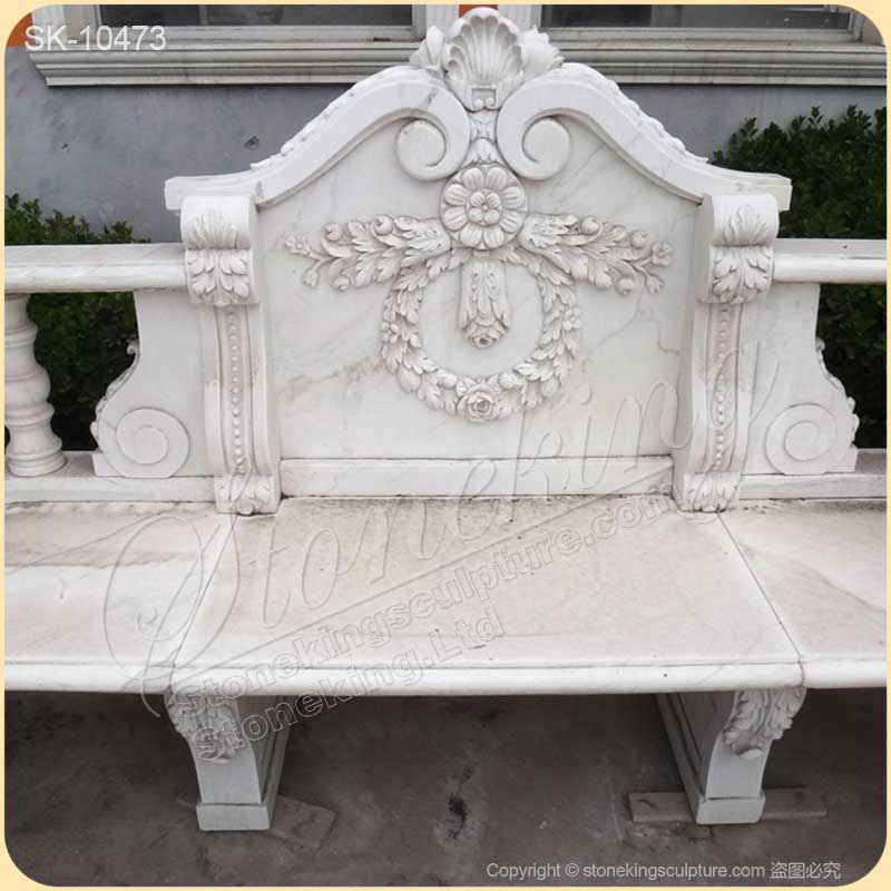 Manufacturer Large Outdoor White Marble Stone Bench for Garden Decor for sale