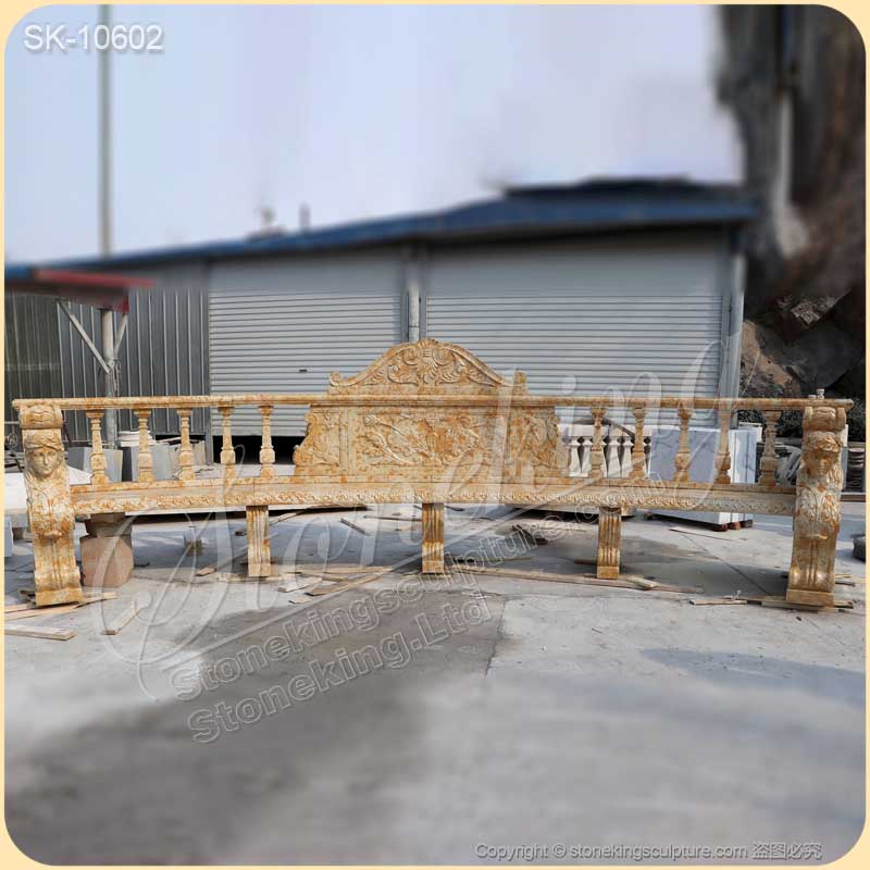 Manufacturer Large Outdoor White Marble Stone Bench for Garden Decor for sale