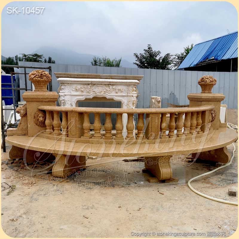 Manufacturer Large Outdoor White Marble Stone Bench for Garden Decor for sale