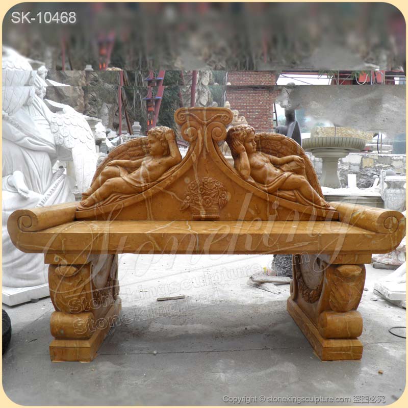 Manufacturer Large Outdoor White Marble Stone Bench for Garden Decor for sale