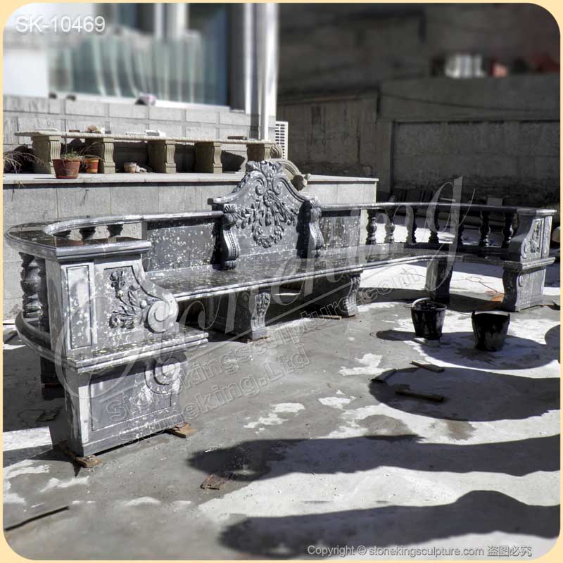 Manufacturer Large Outdoor White Marble Stone Bench for Garden Decor for sale