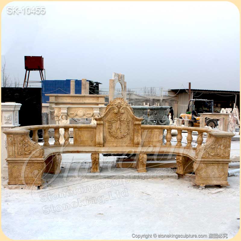 Manufacturer Large Outdoor White Marble Stone Bench for Garden Decor for sale