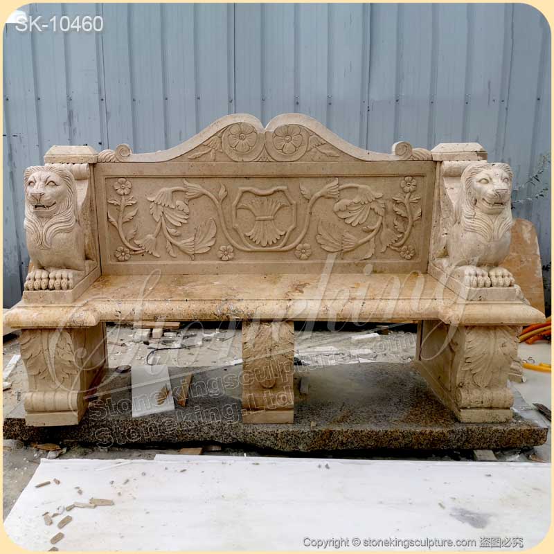 Manufacturer Large Outdoor White Marble Stone Bench for Garden Decor for sale