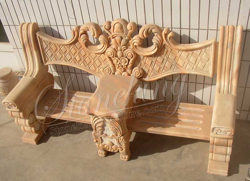 Manufacturer Large Outdoor White Marble Stone Bench for Garden Decor for sale