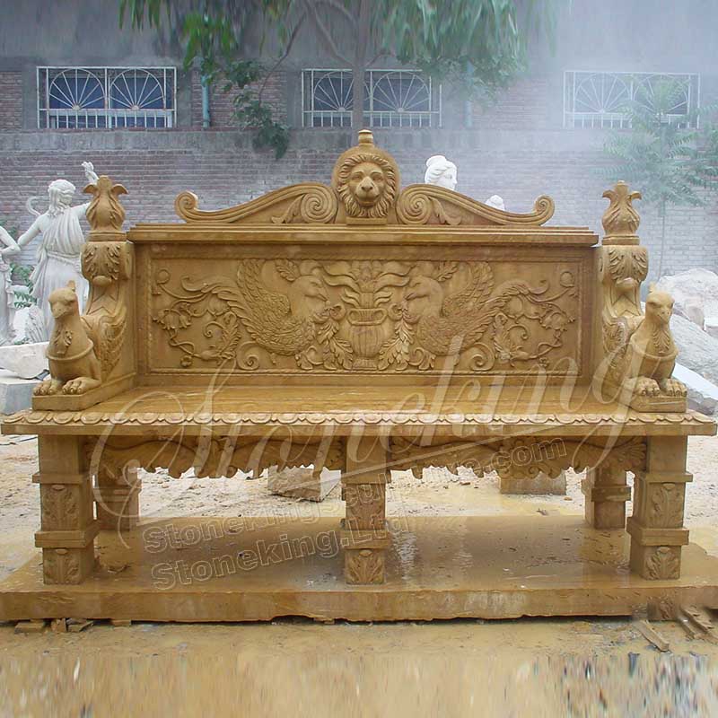 Manufacturer Large Outdoor White Marble Stone Bench for Garden Decor for sale