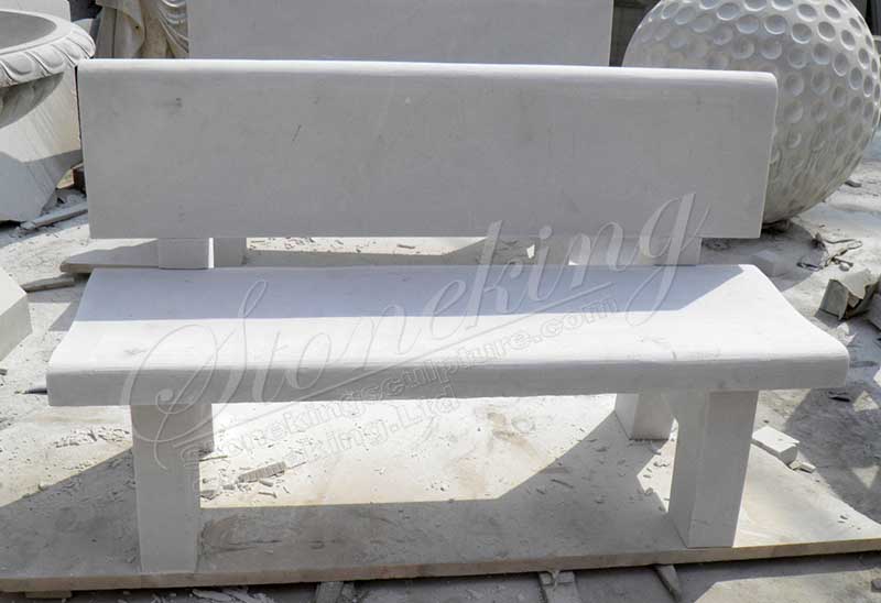 Manufacturer Large Outdoor White Marble Stone Bench for Garden Decor for sale