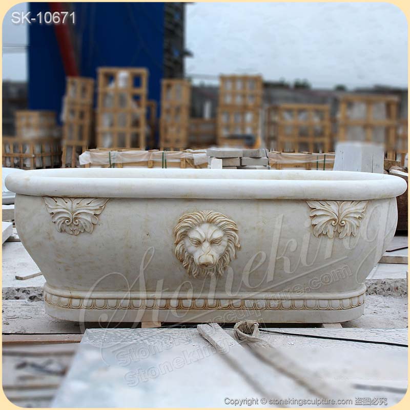 Factory Supply Natural Marble Stone Bathtub with Clawfoot for Bathroom for sale