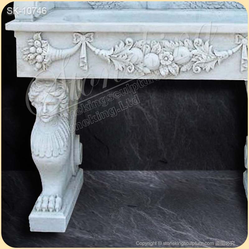 Luxurious White Marble Sink with Backsplash and Pedestal for Bathroom for sale