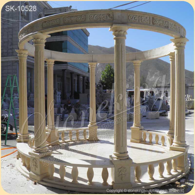 Factory Price Outdoor White Marble Gazebo with Columns for Garden and Patio Decor for sale