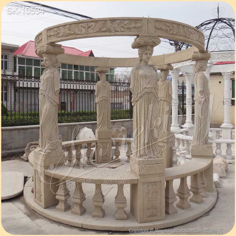 Factory Price Outdoor White Marble Gazebo with Columns for Garden and Patio Decor for sale