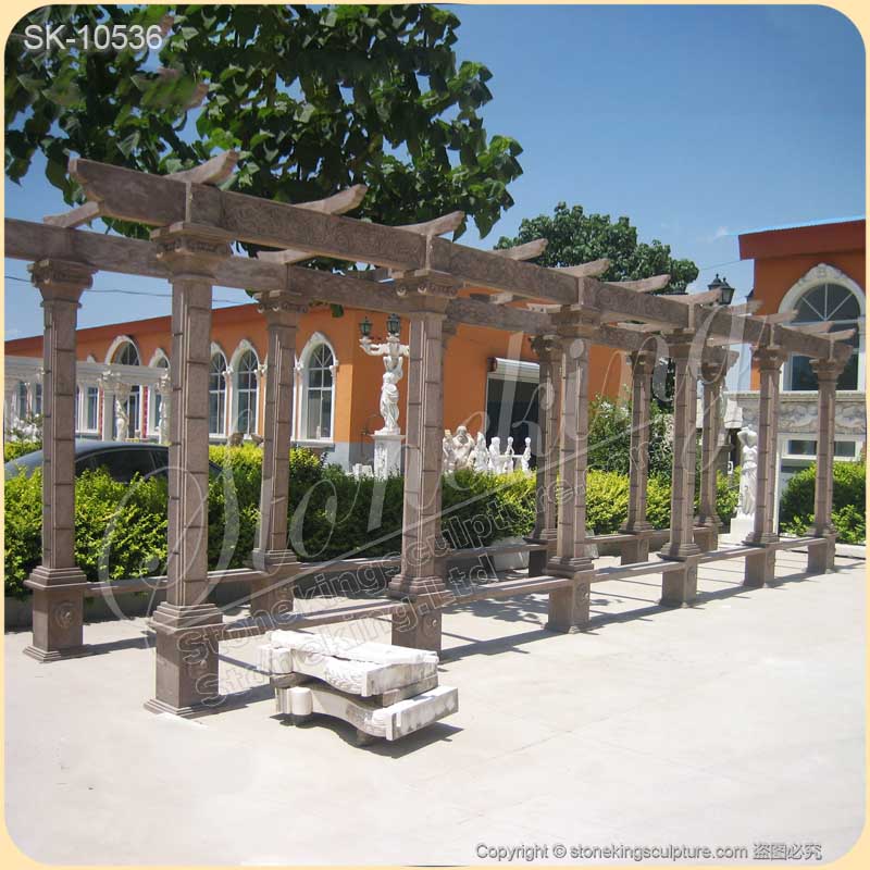 Factory Price Outdoor White Marble Gazebo with Columns for Garden and Patio Decor for sale