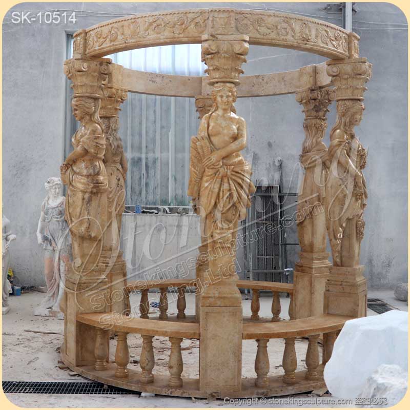 Factory Price Outdoor White Marble Gazebo with Columns for Garden and Patio Decor for sale