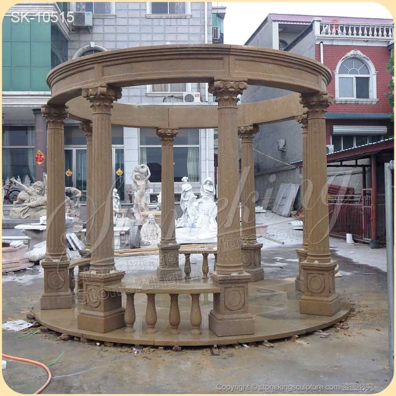 Factory Price Outdoor White Marble Gazebo with Columns for Garden and Patio Decor for sale