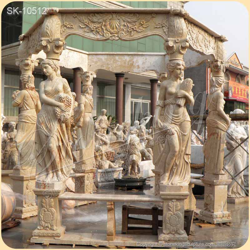 Factory Price Outdoor White Marble Gazebo with Columns for Garden and Patio Decor for sale