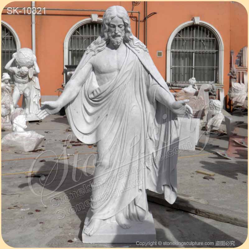 White Marble Religious Statue of Jesus Christ with Open Arms for Garden or Church for sale