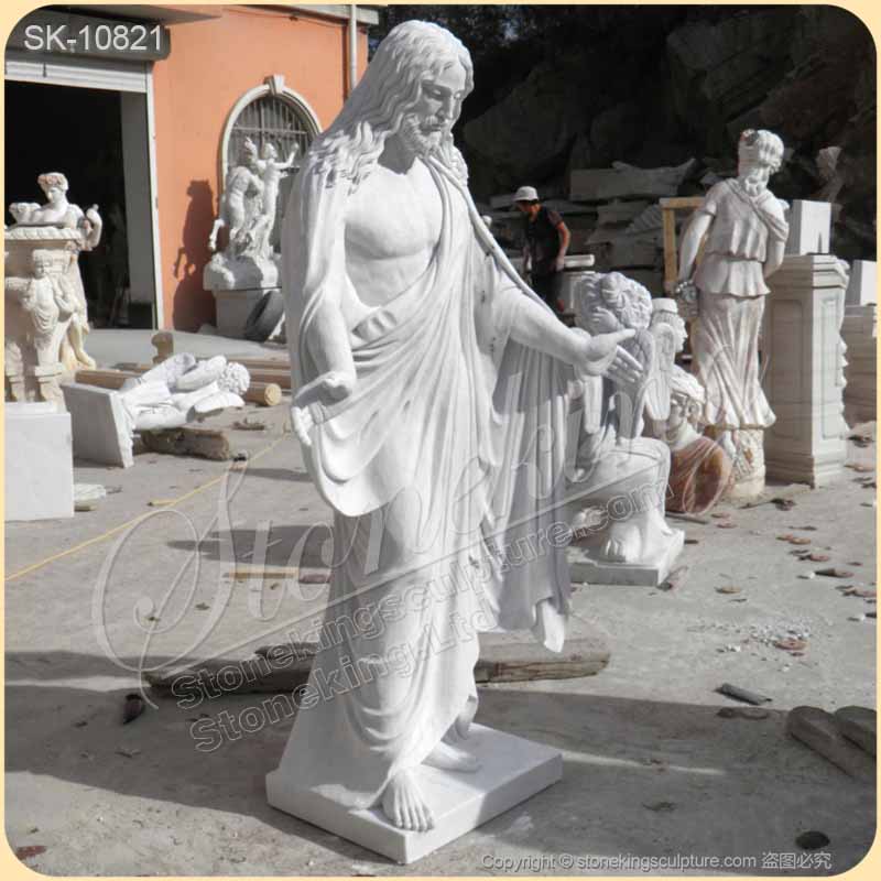 White Marble Religious Statue of Jesus Christ with Open Arms for Garden or Church for sale