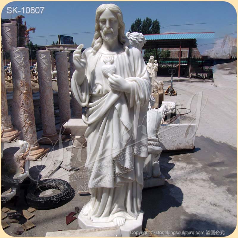 White Marble Religious Statue of Jesus Christ with Open Arms for Garden or Church for sale