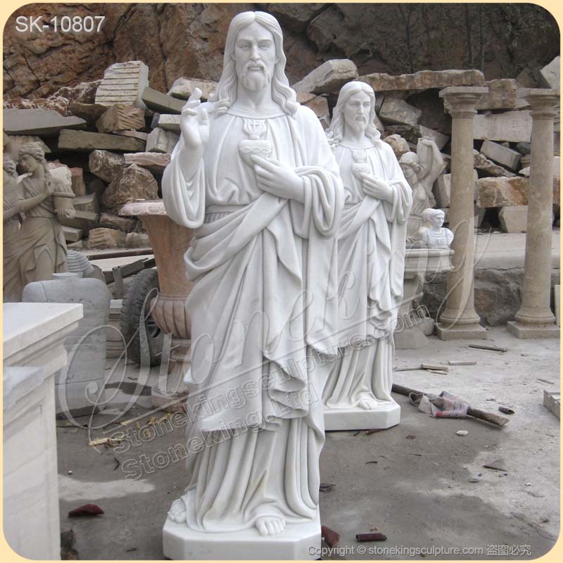 White Marble Religious Statue of Jesus Christ with Open Arms for Garden or Church for sale