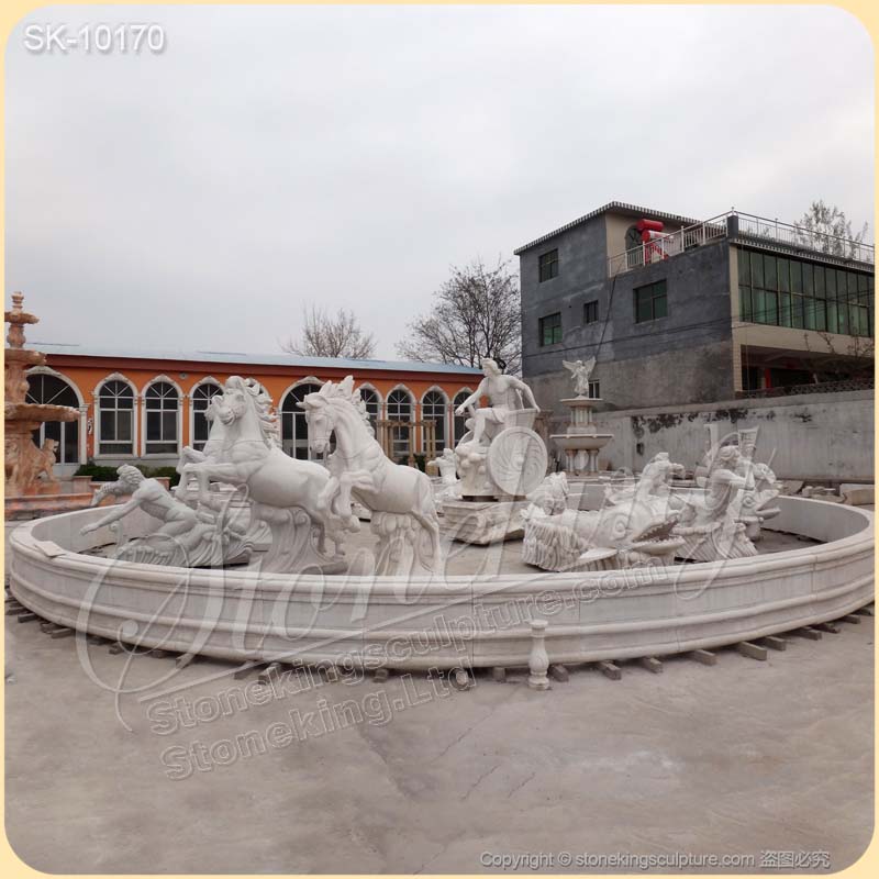 Large Outdoor Marble Fountain with Lion Statues for Garden and Home Decor for sale