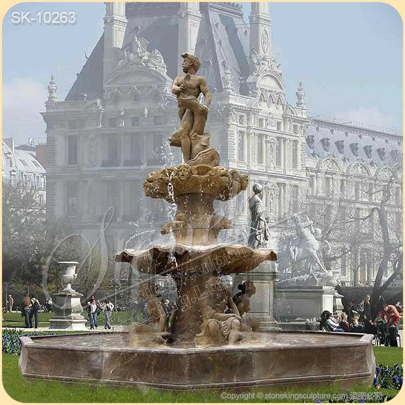 Large Outdoor Marble Fountain with Lion Statues for Garden and Home Decor for sale