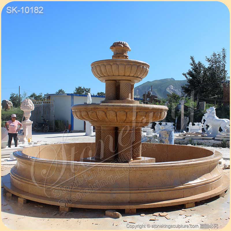 Large Outdoor Marble Fountain with Lion Statues for Garden and Home Decor for sale