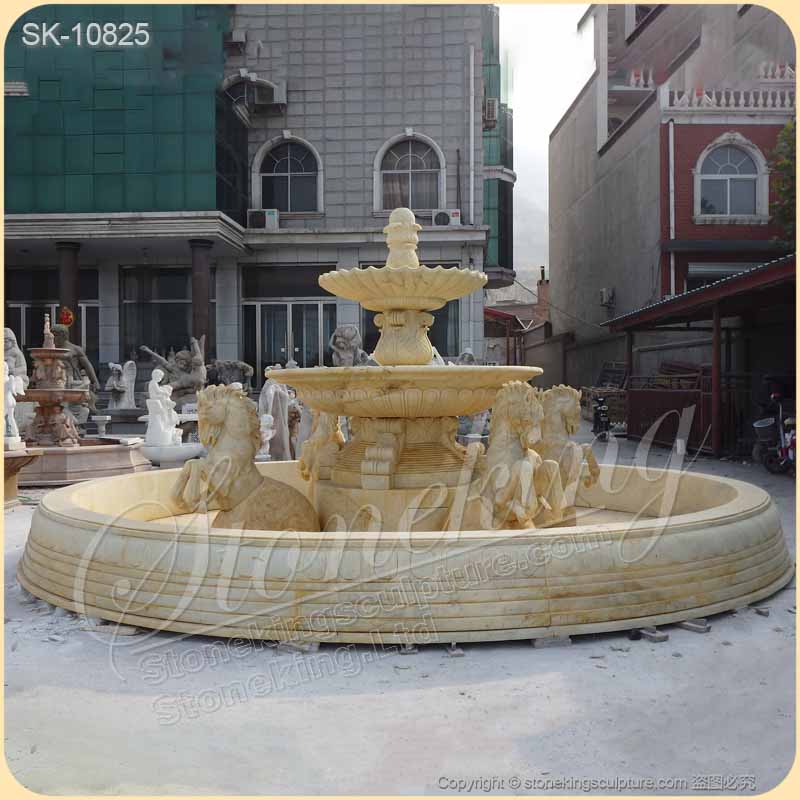 Large Outdoor Marble Fountain with Lion Statues for Garden and Home Decor for sale