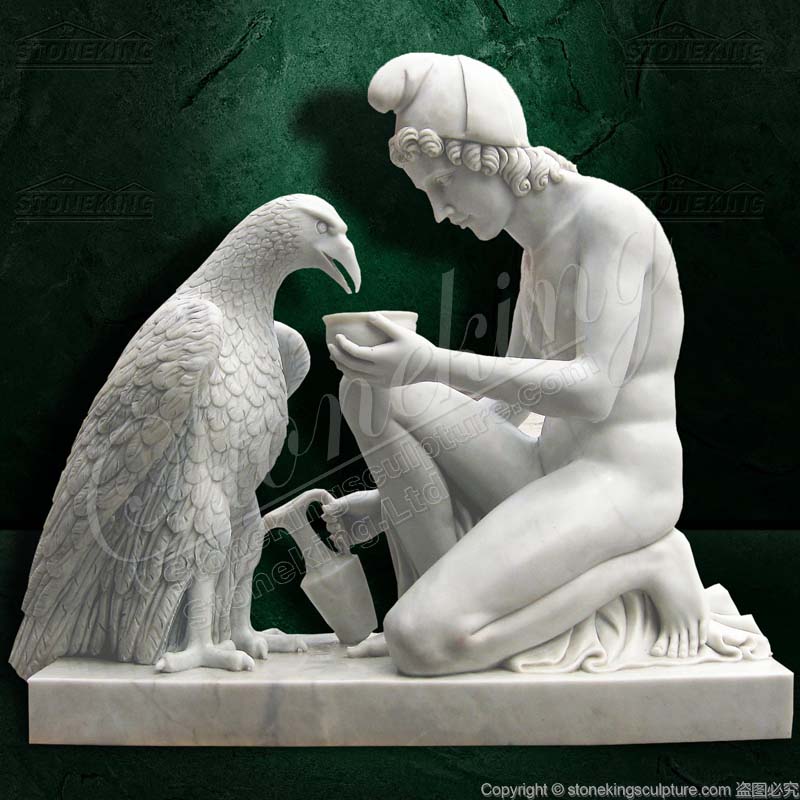 Famous Ganymede with Jupiter's Eagle Marble Garden Sculpture for outdoor lawn decor manufacturer 