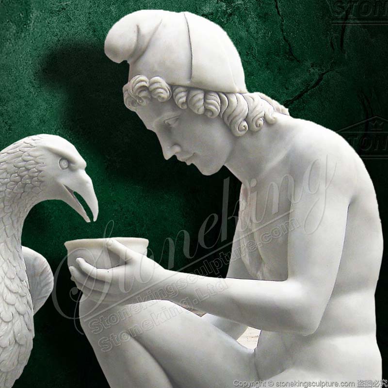 Famous Ganymede with Jupiter's Eagle Marble Garden Sculpture for outdoor lawn decor manufacturer 