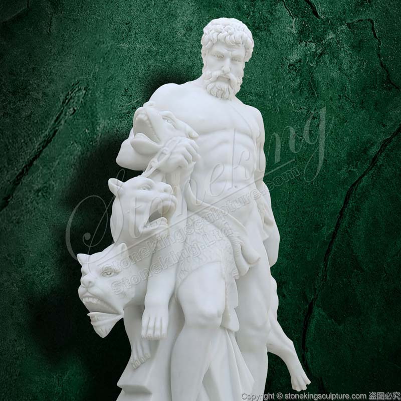 Classical Marble Greek God Statue of Hercules and Cerberus for outdoor or home decor for sale 