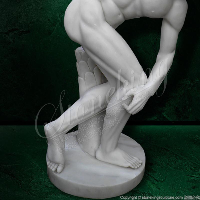 Famous Greek Sculpture Marble Discobolus Discus Thrower Nude Male Athlete Statue for sale 