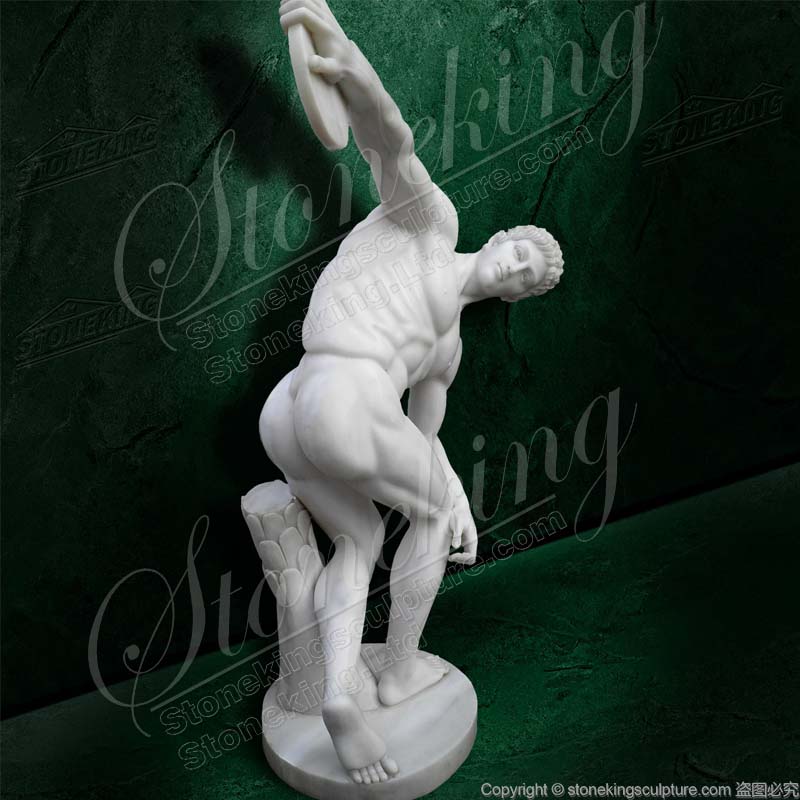 Famous Greek Sculpture Marble Discobolus Discus Thrower Nude Male Athlete Statue for sale 