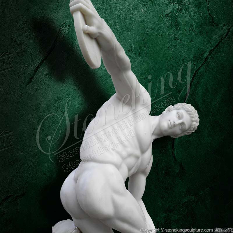 Famous Greek Sculpture Marble Discobolus Discus Thrower Nude Male Athlete Statue for sale 