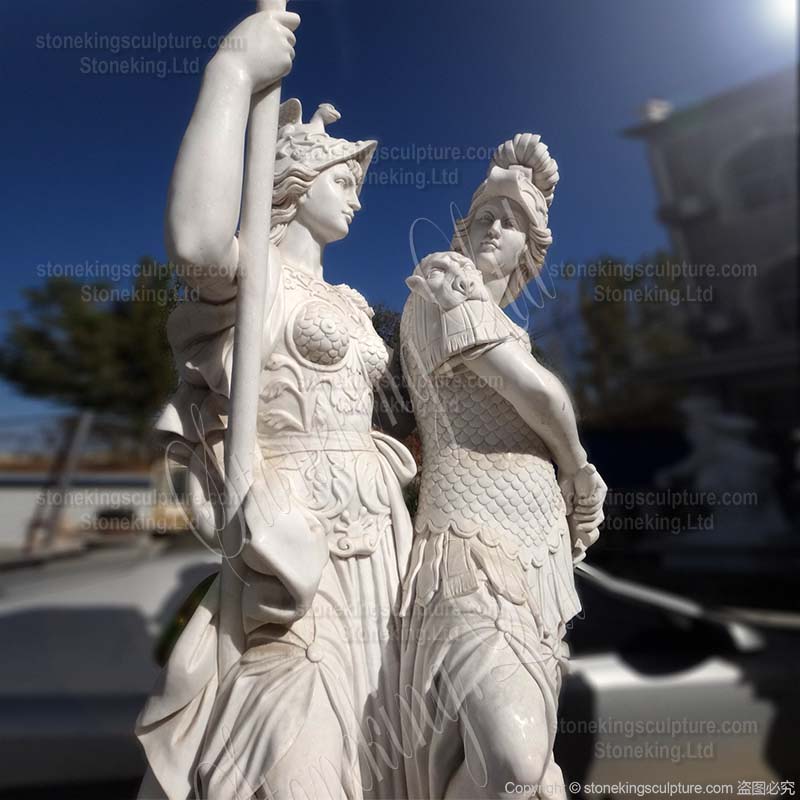 Classical Marble Sculpture of Ancient Greek Woman Warrior Statue for home and outdoor decor for sale 