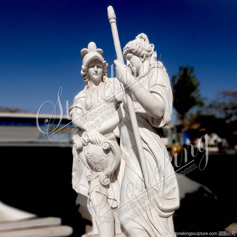 Life Size Stone Carving Greek Female Warrior sculpture of Garden Statues for sale 