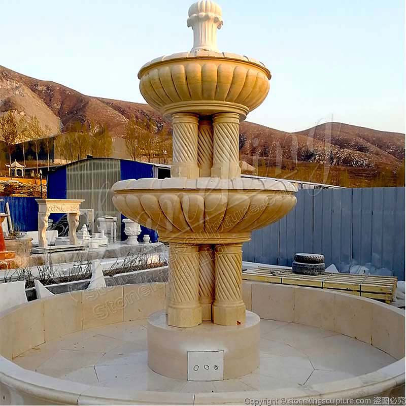 Large Outdoor Marble Column Water Fountain for garden and patio decoration for sale 