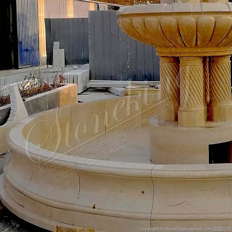 Large Outdoor Marble Column Water Fountain for garden and patio decoration for sale 