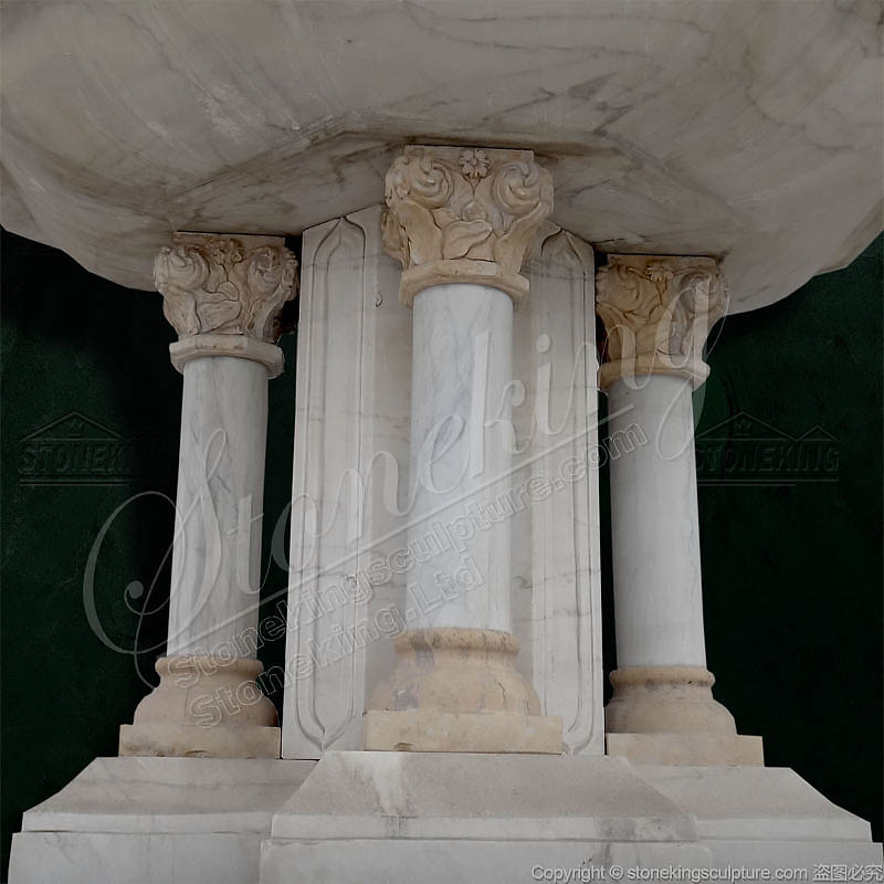 Marble Outdoor Garden Angel Water Feature Fountain with carved pillars for yard decor 