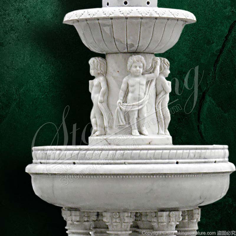 Landscaping White Marble Garden Fountains with female angel for your Home Courtyard for sale 