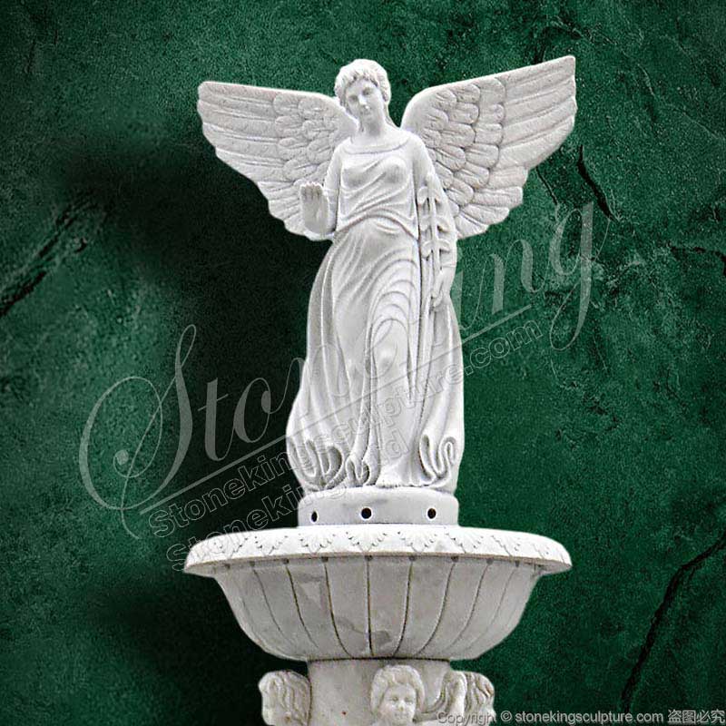 Landscaping White Marble Garden Fountains with female angel for your Home Courtyard for sale 